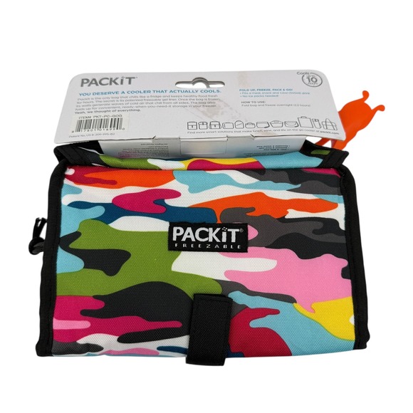 Packit Freezable Lunch Bag Colorful Camo Foldable Insulated School Work Hiking - Picture 4 of 10